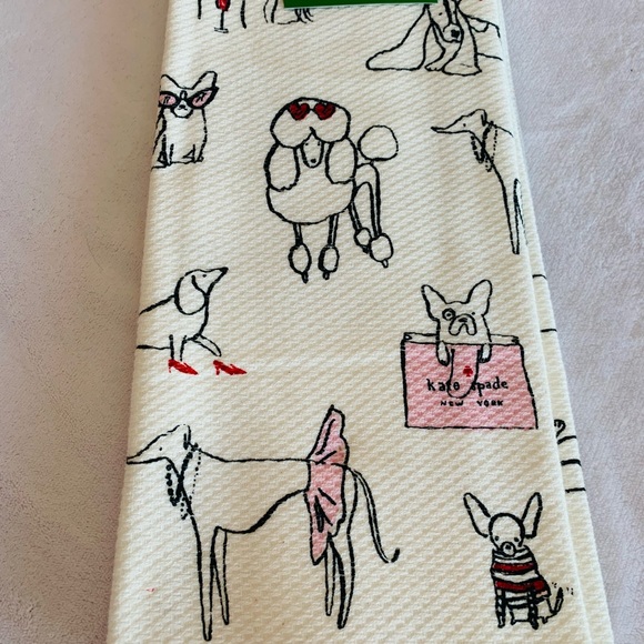 NWT Kate Spade 2pc Kitchen Towel Set -French Dogs - Picture 4 of 5
